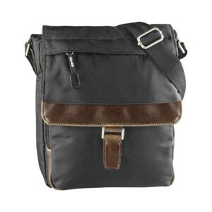 DEREK ALEXANDER Multi Compartment Nylon Leather Messenger Travel Crossbody Bag
